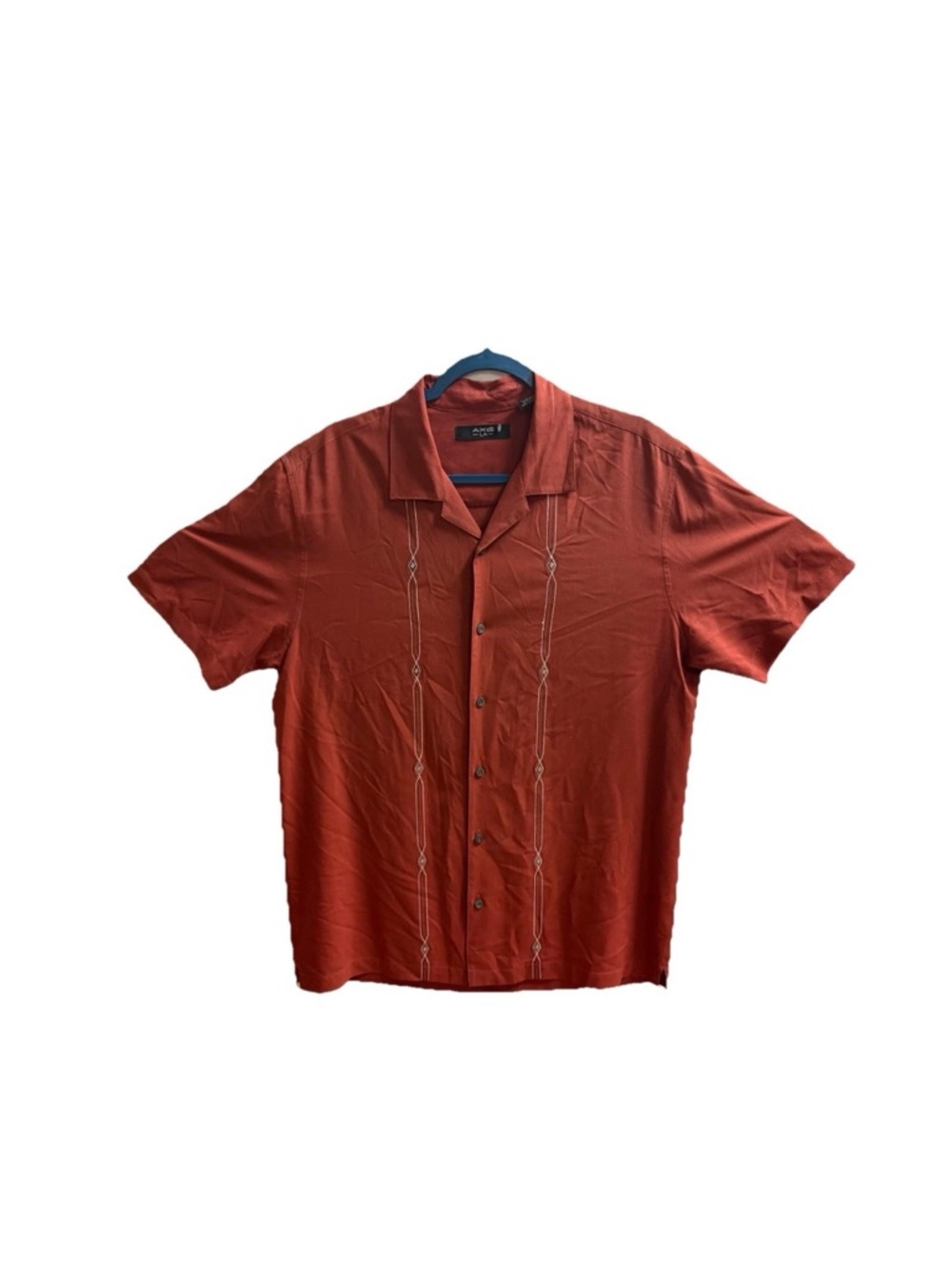 Mens Short-Sleeve Button-Down Shirt in Rust by Cubavera